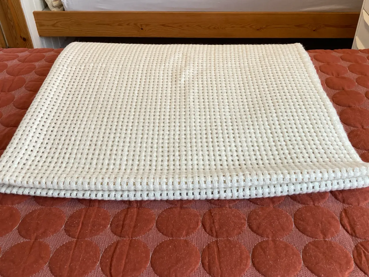 Billede 3 - Råhvid plaid i alpaca uld