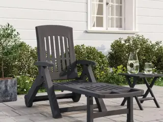 Foldbar liggestol med hjul PP antracitgrå