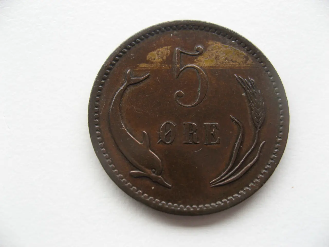 Billede 2 - Flot delfin 5 øre 1898, godt årstal