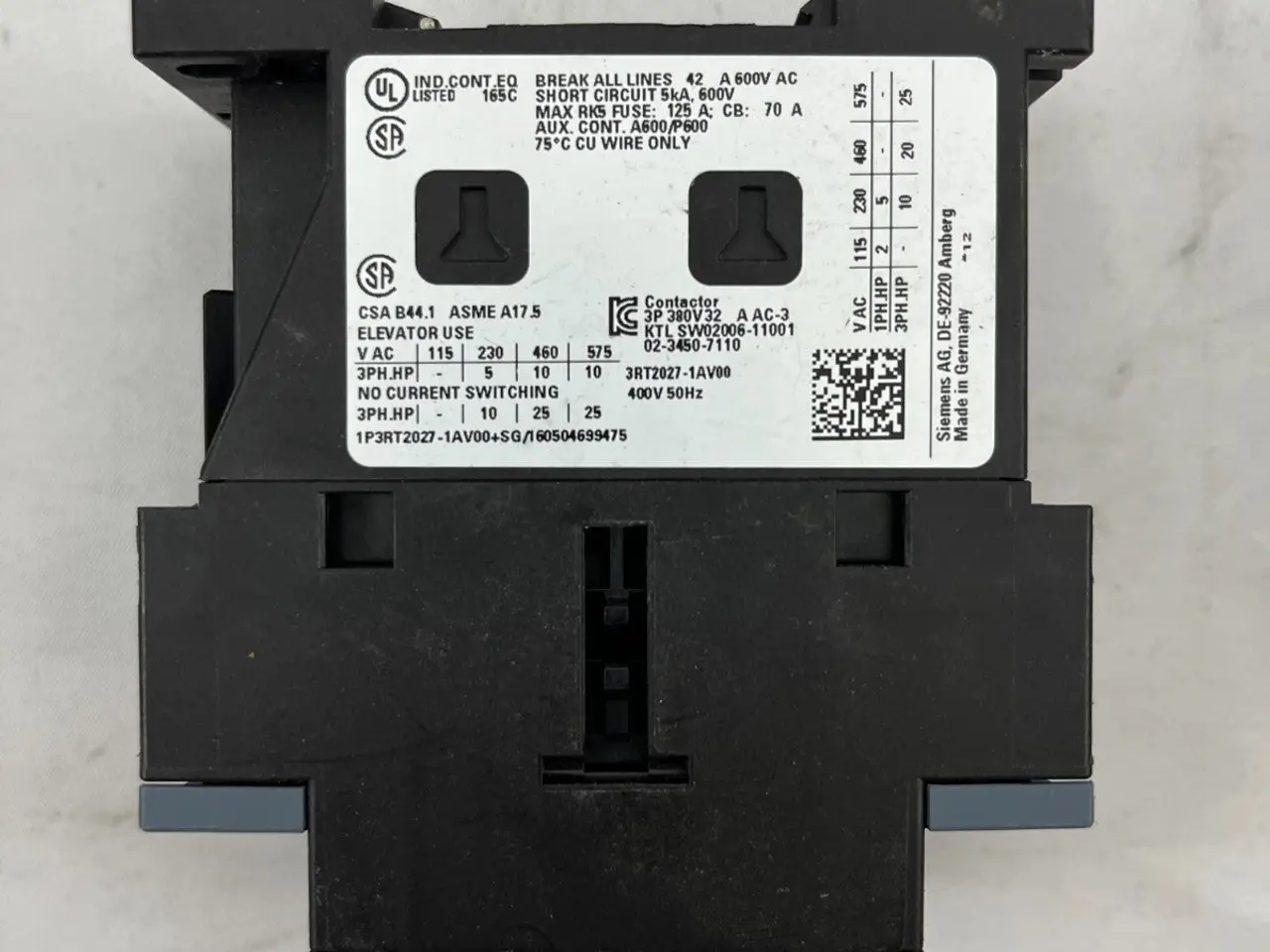 Billede 5 - Siemens SIRIUS 3RT2027-1AV00 kontaktor, 3-Pole,