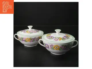 Suppeterriner med låg, blomstermønster fra B&G (str. 2 stk 14 cm)