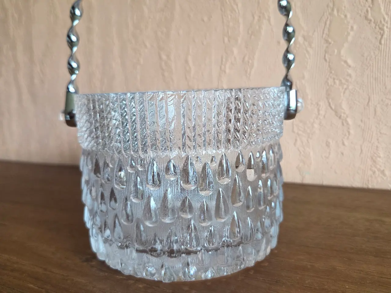 Billede 2 - Glas isspand med snoet metalhank, H: 10/20 cm