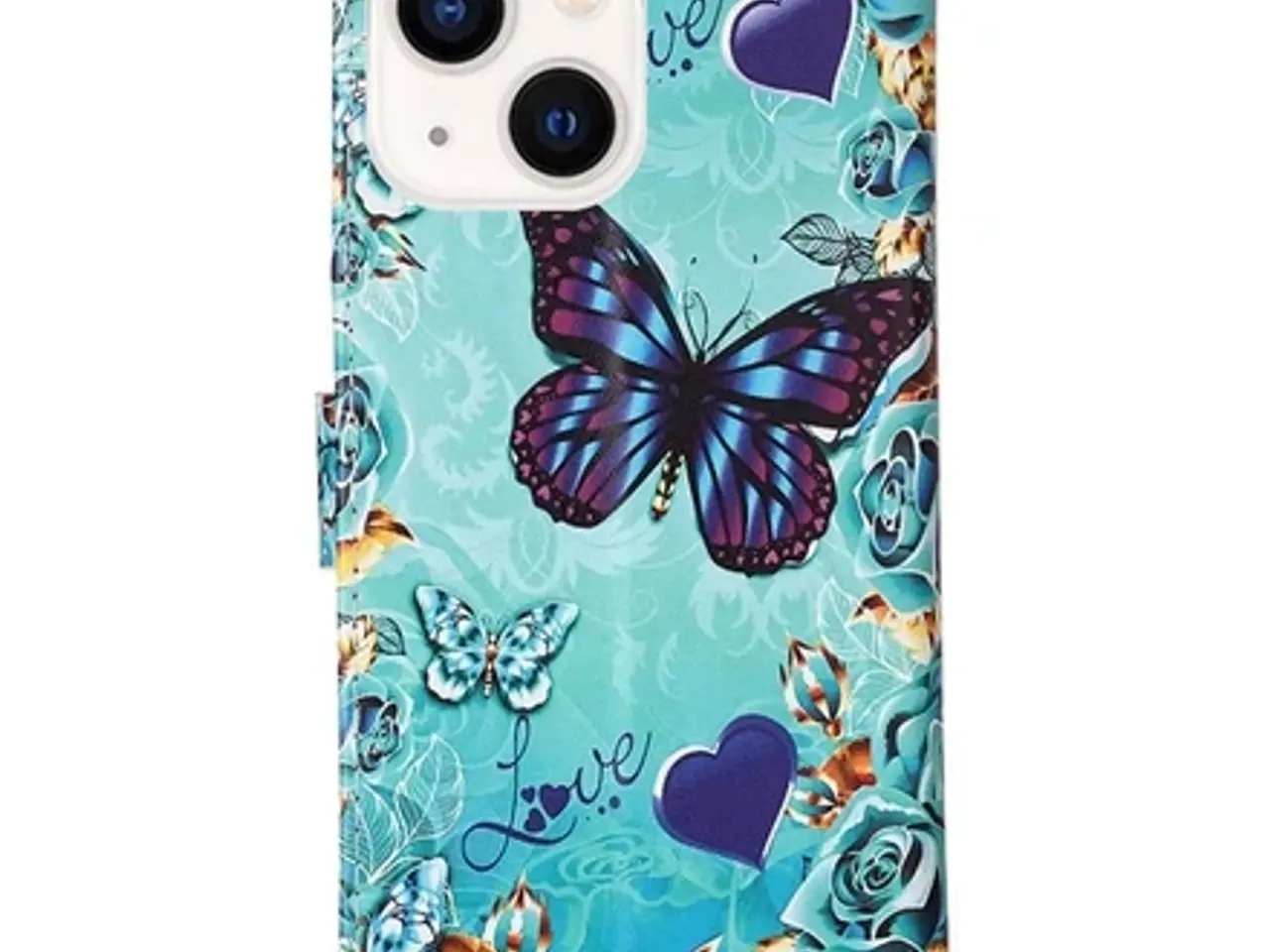 Billede 1 - iPhone 15 Flip Cover – Sommerfugl (Læder)