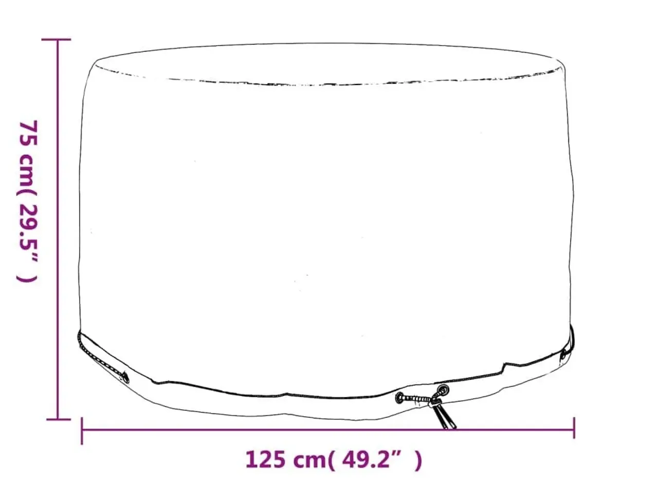 Billede 6 - Rundt havemøbelovertræk Ø125 × 75 cm - sort, 6 øjer