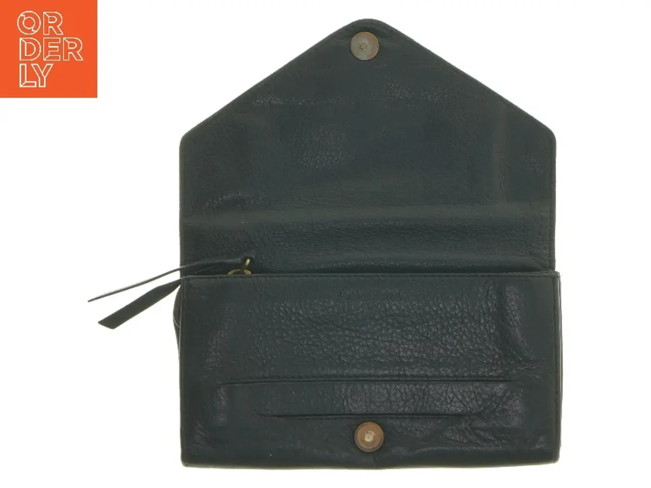 Billede 3 - Mørkegrøn pung i læder (str. 19x11 cm)