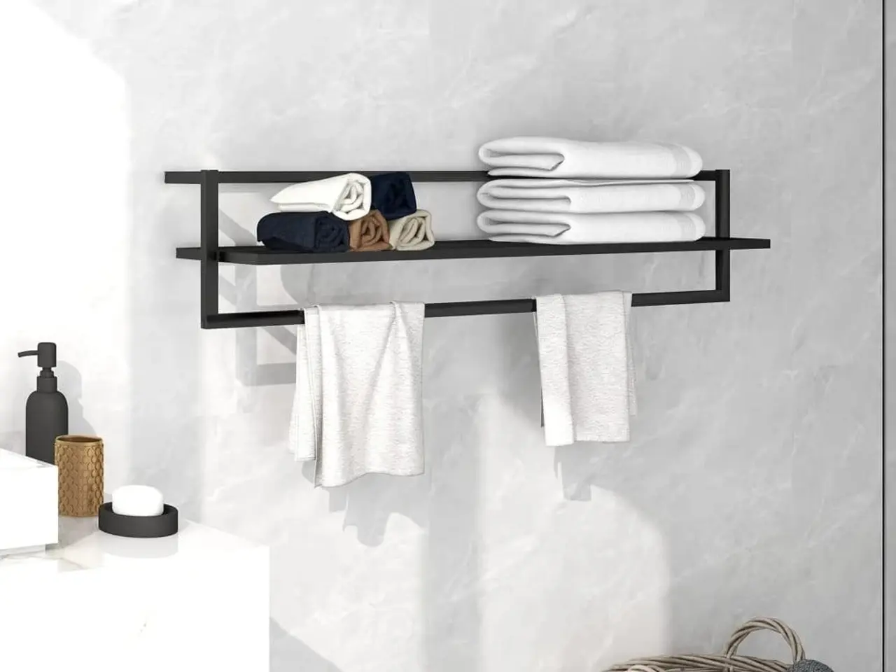 Billede 1 - Håndklædeholder 95x25x22 cm jern sort