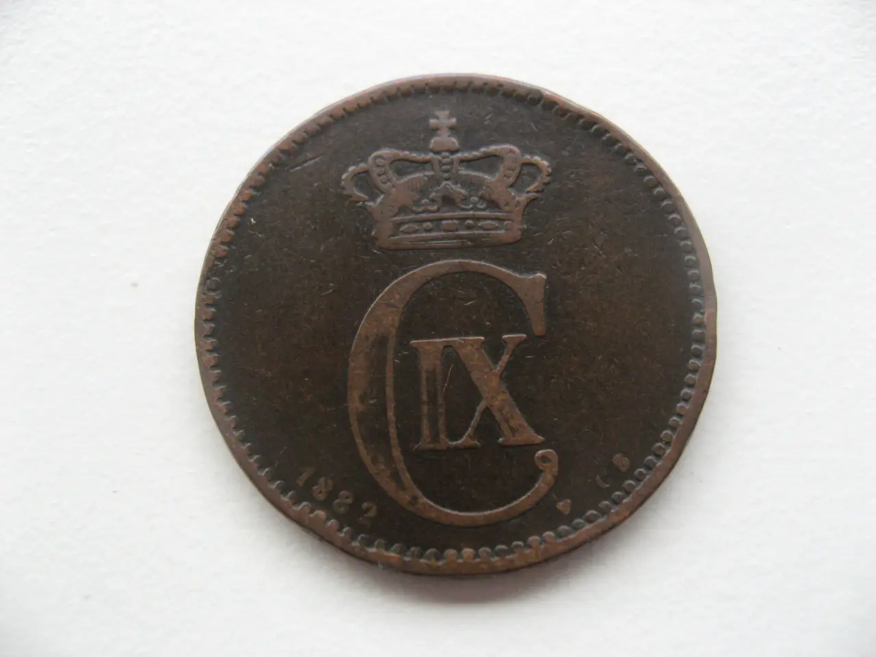 Billede 1 - Flot/Pæn delfin 5 øre 1882, godt årstal