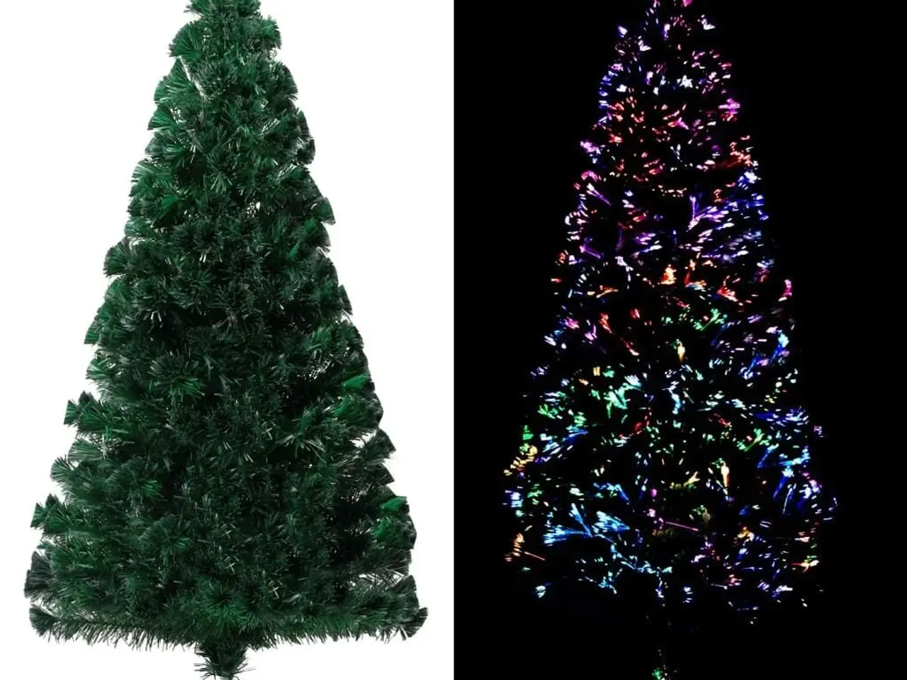 Billede 1 - Kunstigt juletræ med juletræsfod 150 cm fiberoptik grøn