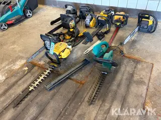 Motorsave og hækkeklipper blandet lot 11 stykker