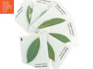 Seks pakker selvklæbende memoer (post-it notes) med bladmotiv (10 cm)