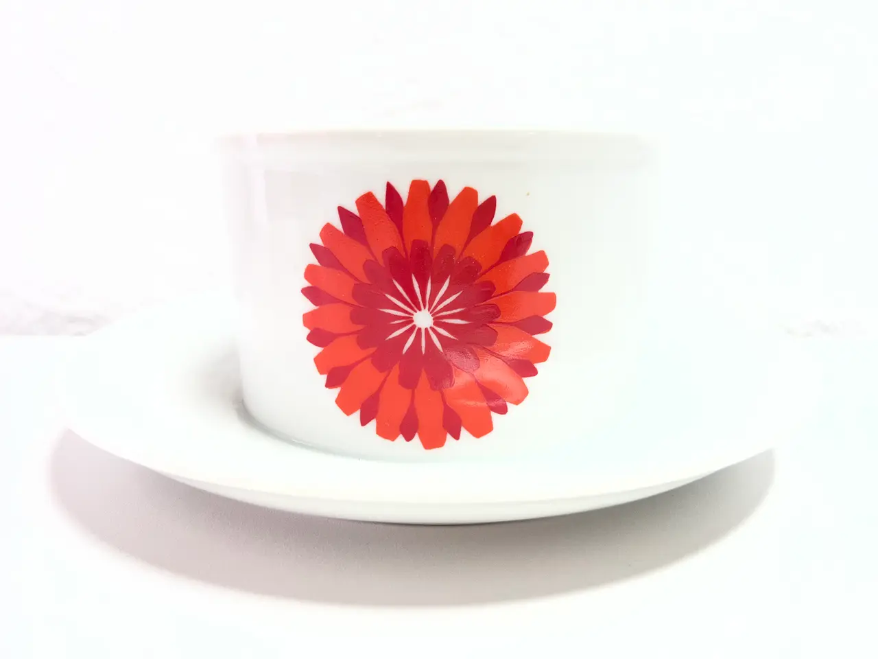Billede 2 - Retro Skål m/Orange Dahlia Blomst.