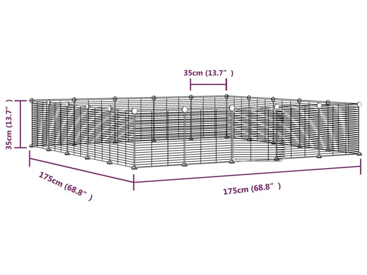 Billede 4 - 20-panels kæledyrsindhegning med låge - stål, sort, 35 × 35 cm