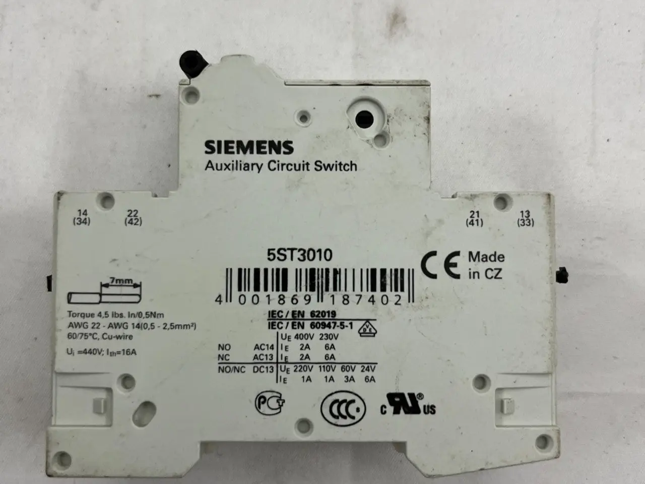 Billede 4 - Siemens 5ST3010 Auxiliary Circuit kontakt + MCB C6