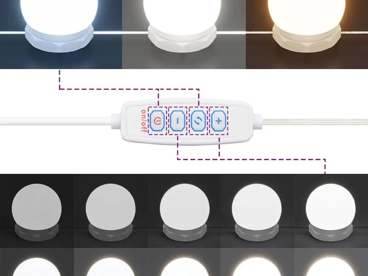 Billede 10 - Makeupbord med LED-lys 74,5×40×141 cm - grå sonoma-eg