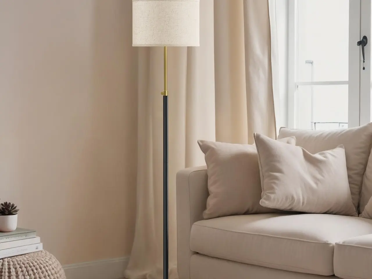 Billede 4 - Gulvlampe højdejusterbar 140-170 cm - guld-sort