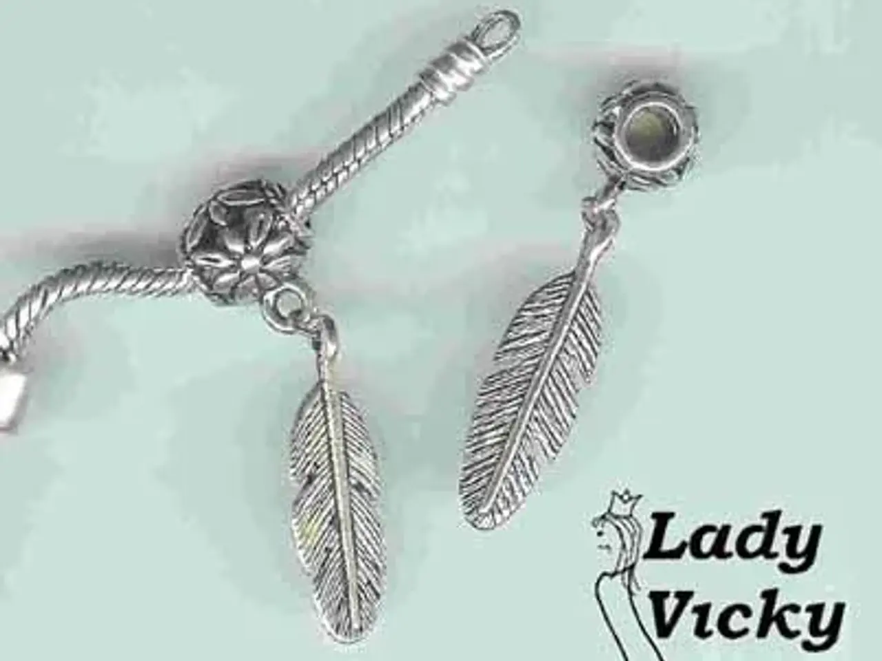 Billede 4 - VEDHÆNG MED FJER-CHARM # Armbånd Halskæd