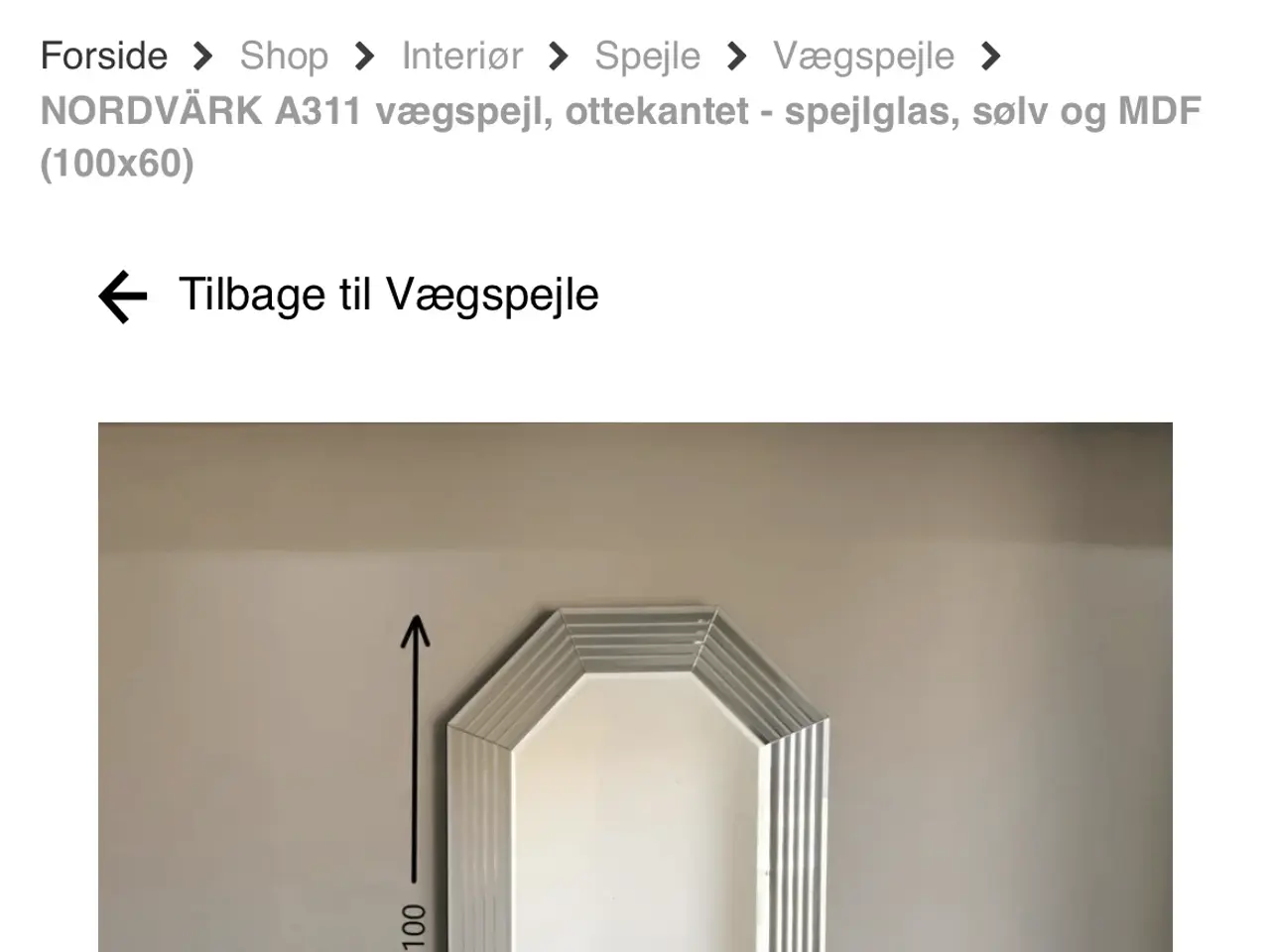 Billede 5 - NORDVÄRK A311 vægspejl, ottekantet 