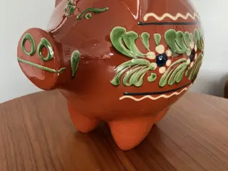 Stor og flot gammel sparegris i keramik fra Guldkr