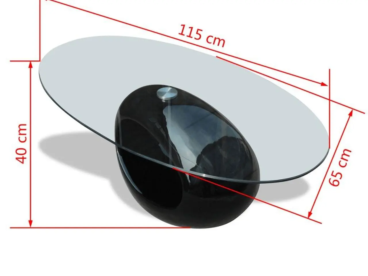 Billede 6 - Sofabord med oval glasbordplade - 115 x 65 x 40 cm