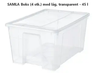 SAMLA Boks (4 stk.) med låg, transparent - 45 l
