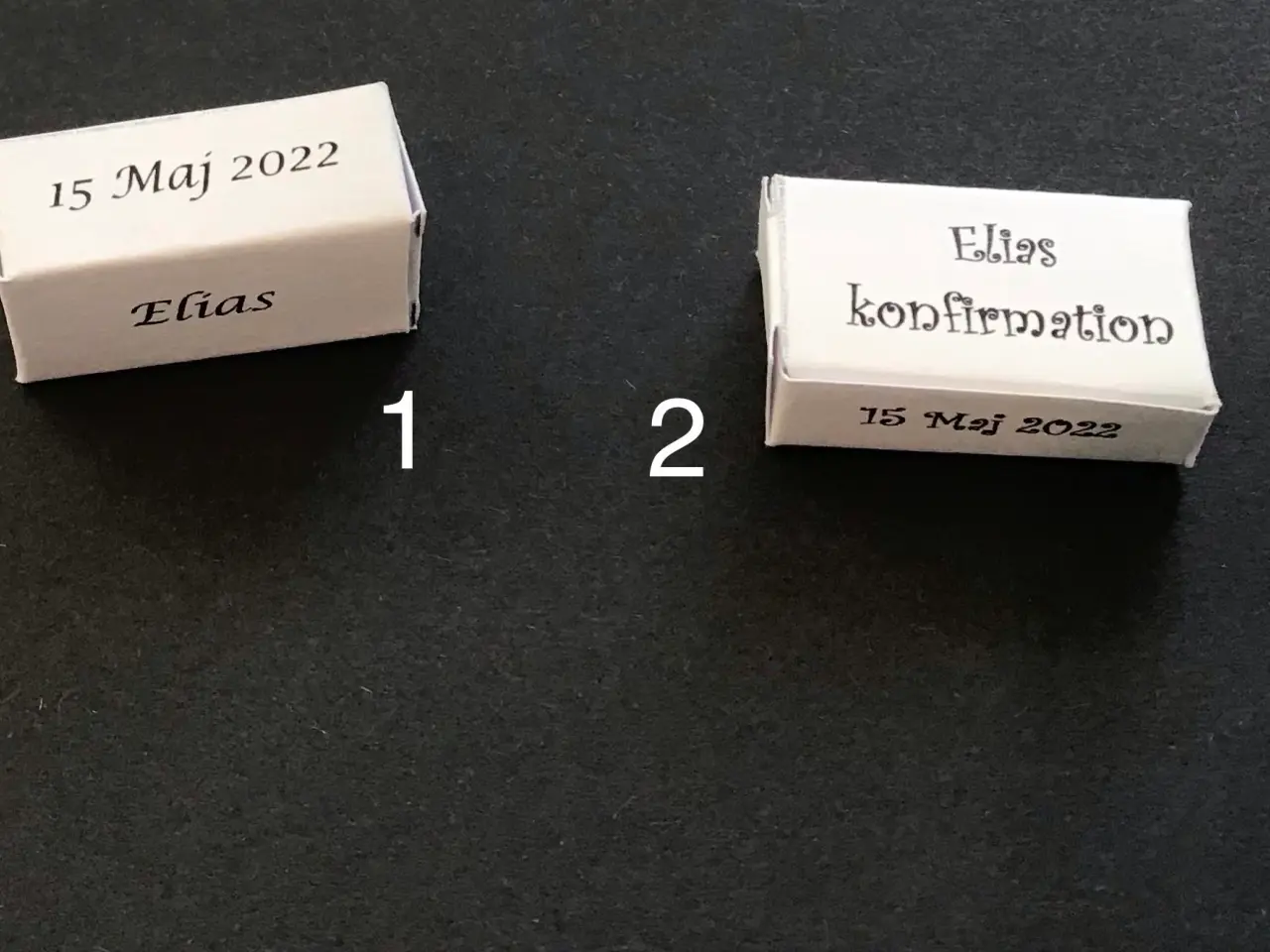 Billede 1 - Små æsker med navn til konfirmation