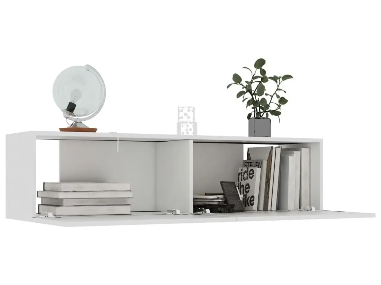 Billede 3 - Væghængt TV-skab i konstrueret træ - hvid, 120 x 30 x 30 cm
