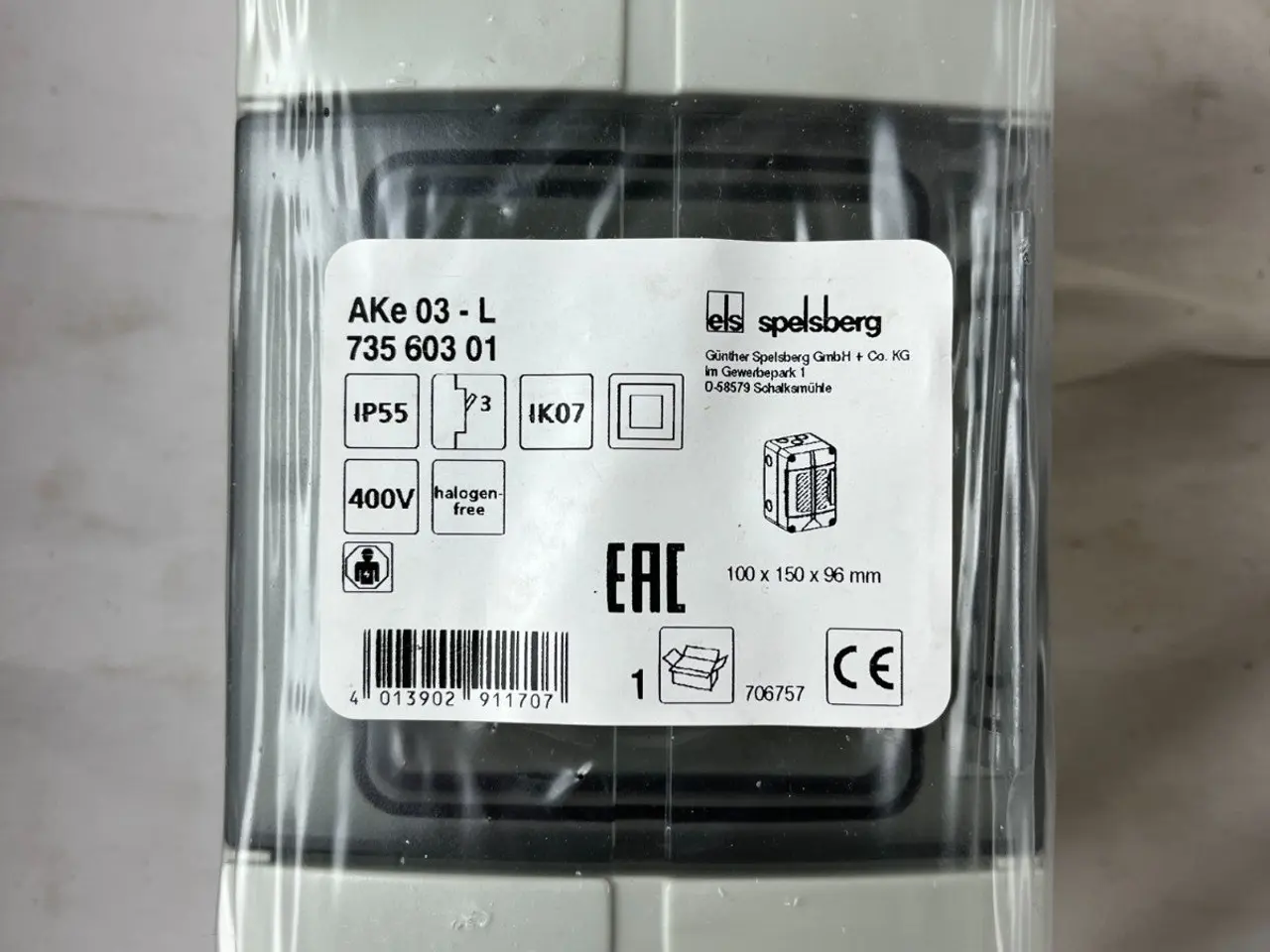 Billede 3 - Spelsberg AKe 03-L 73560301 IP55 3 modul kabinet