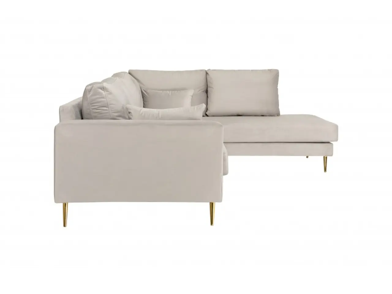 Billede 4 - PARIS Hjørnesofa med guldfarvet ben Højrevendt - Beige velour Riviera 82