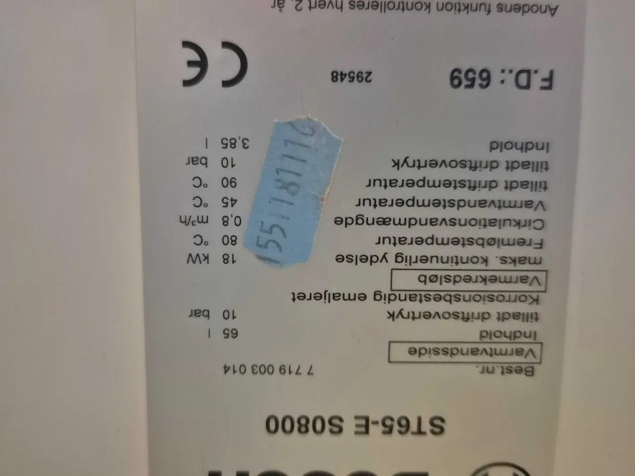 Billede 4 - Bosch 65 liter vvb til gasfyr/ andet