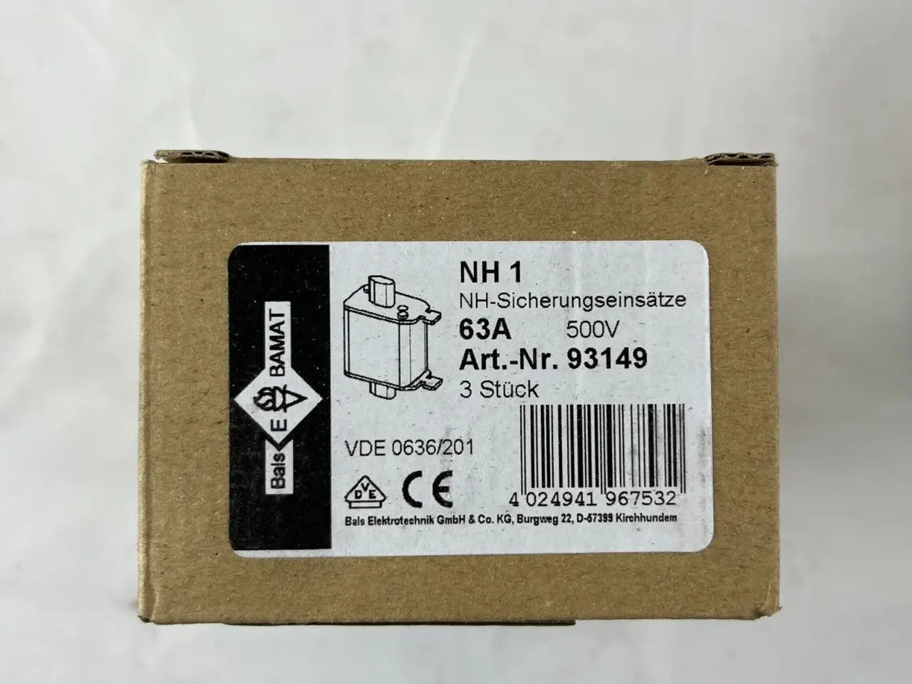 Billede 3 - 3x Bals E‑BAMAT NH1 Fuse Inserts 63A 500V gG ETI