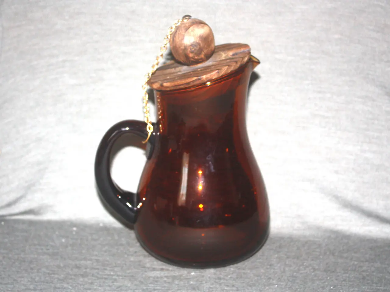 Billede 1 - Glas kande med trælåg højde 25 cm