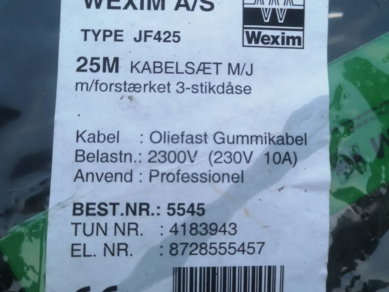 Billede 2 - Forlænger kabel gummi olie resistent