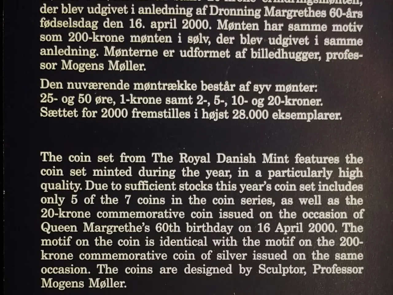 Billede 5 - DET KGL MØNTSÆT 2000 Med 60 Års 20 kr!