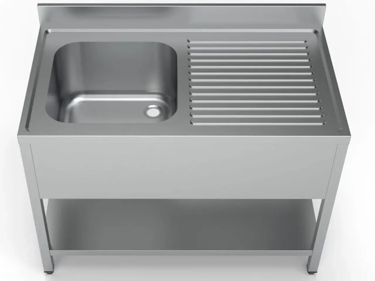 Billede 2 - Stålbord med vask og underhylde – 120x70x85 cm