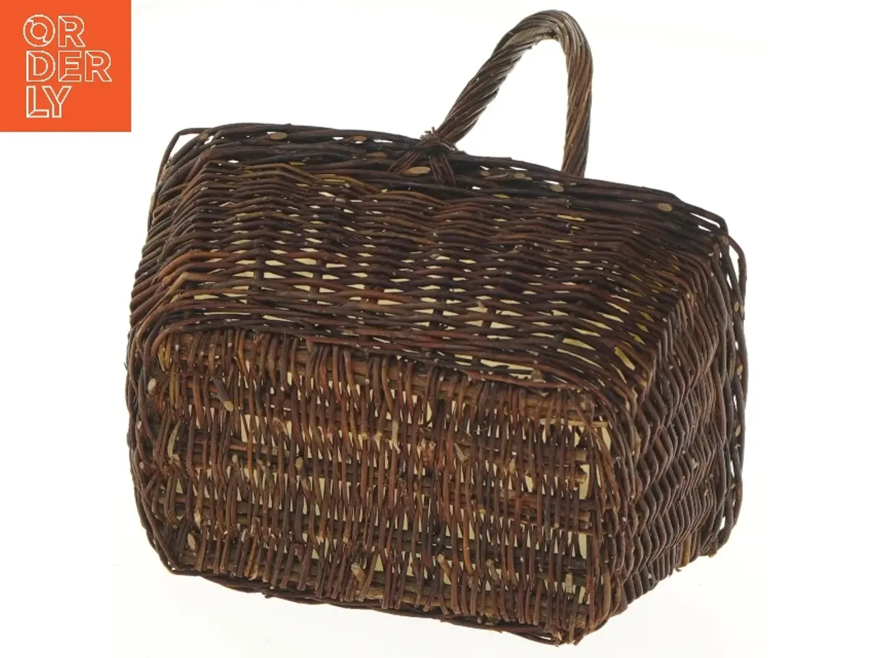 Billede 3 - Flettet kurv med hank og plastforing (str. 15x20x21 cm)