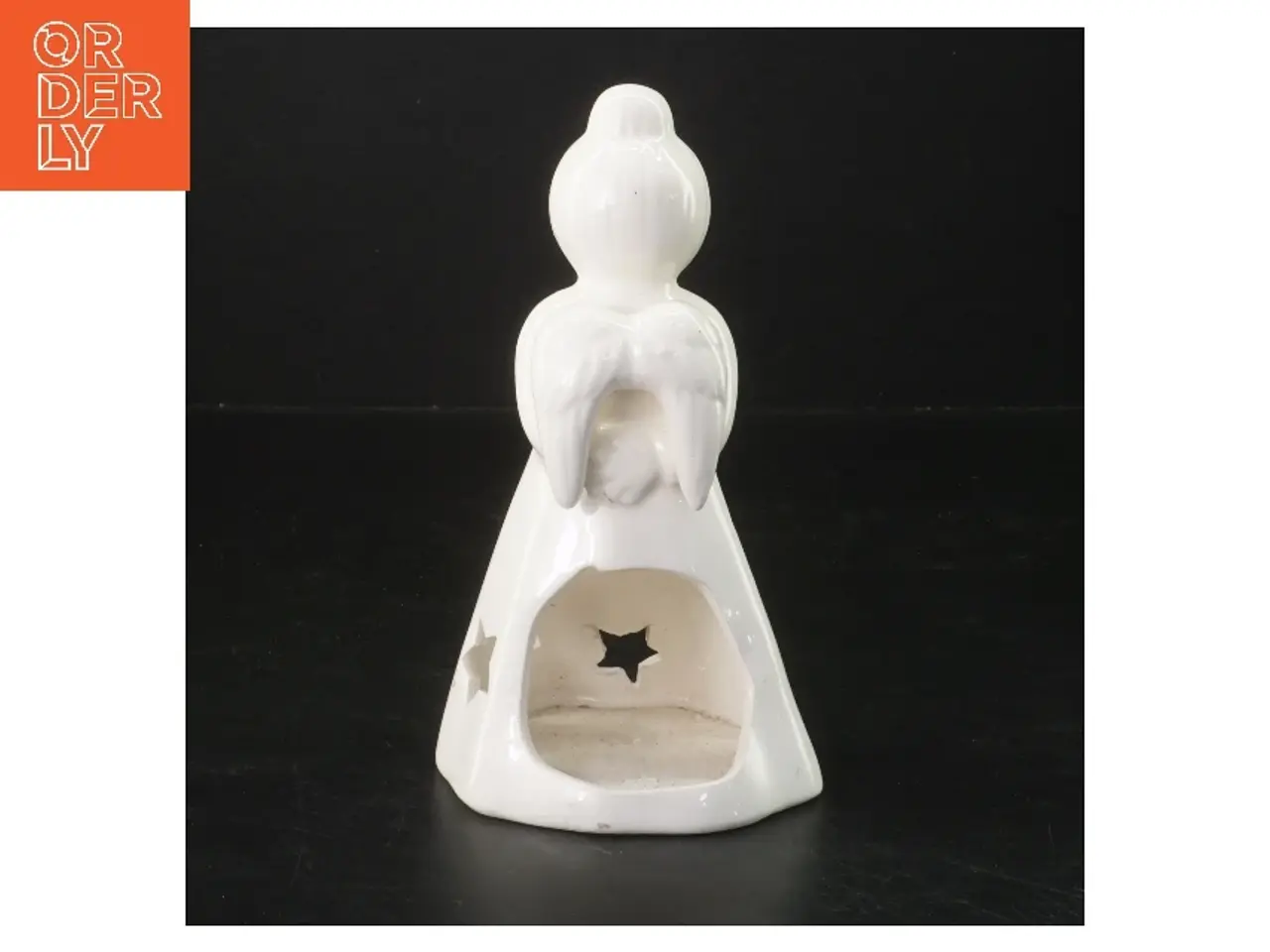 Billede 2 - Hvid keramisk engel lysestage (str. 17 cm)