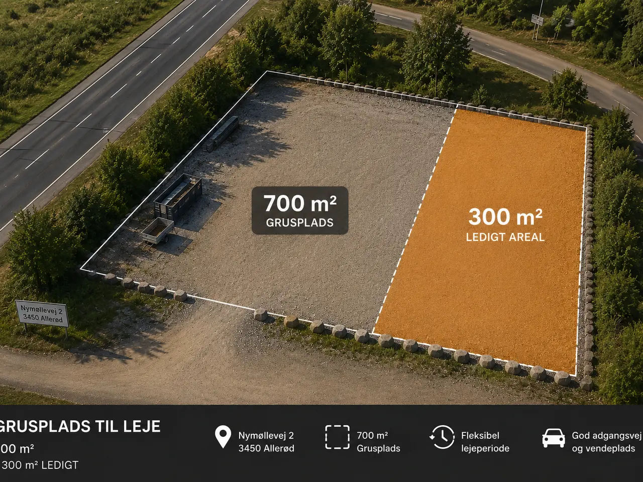 Billede 1 - Oplagsplads / grusareal 300 m² til leje – Allerød