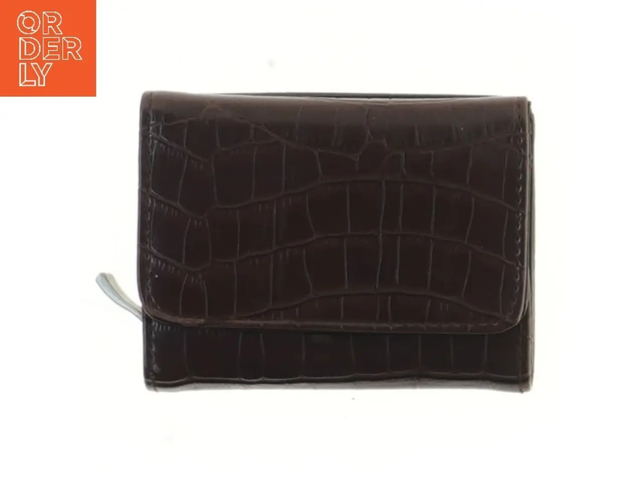 Billede 1 - Brun pung i krokodillemønster (str. 11x8,5 cm)