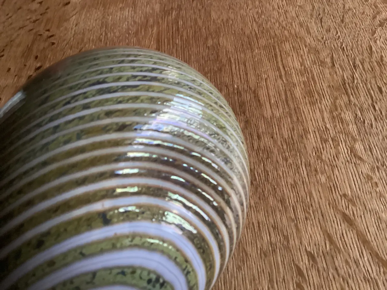 Billede 7 - Iittala grøn og hvidstribet Glasfugl Oiva Toikka