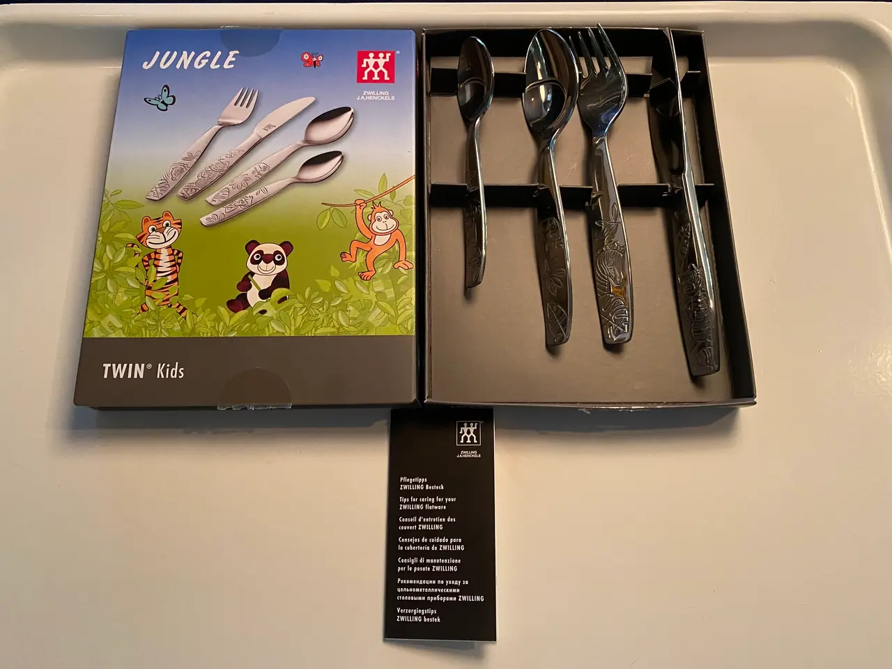 Billede 1 - Jungle 4 børnebestik Zwilling, rustfrit, kr. 100,-
