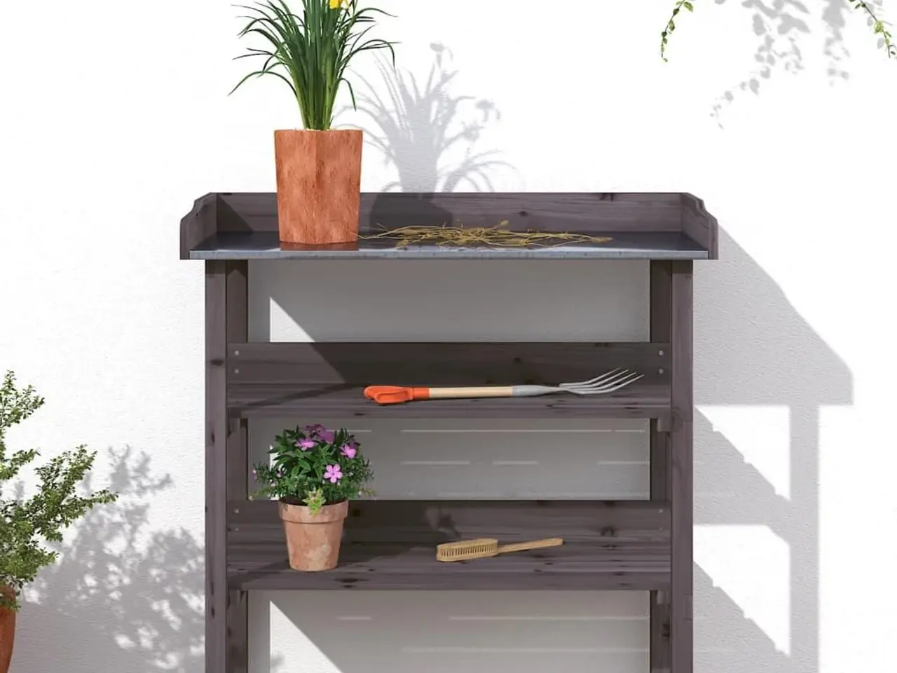 Billede 3 - Plantebord med 2 hylder 78 x 38 x 82,5 cm - grå