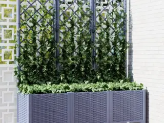 Plantekasse med espalier 120x40x136 cm PP blågrå
