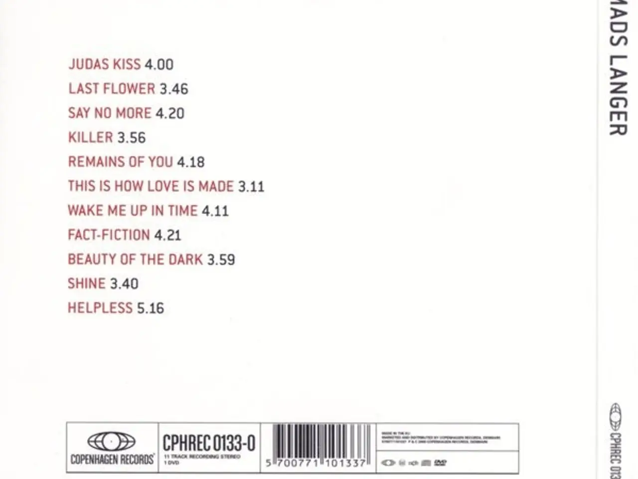 Billede 2 - Mads Langer – Mads Langer – CD