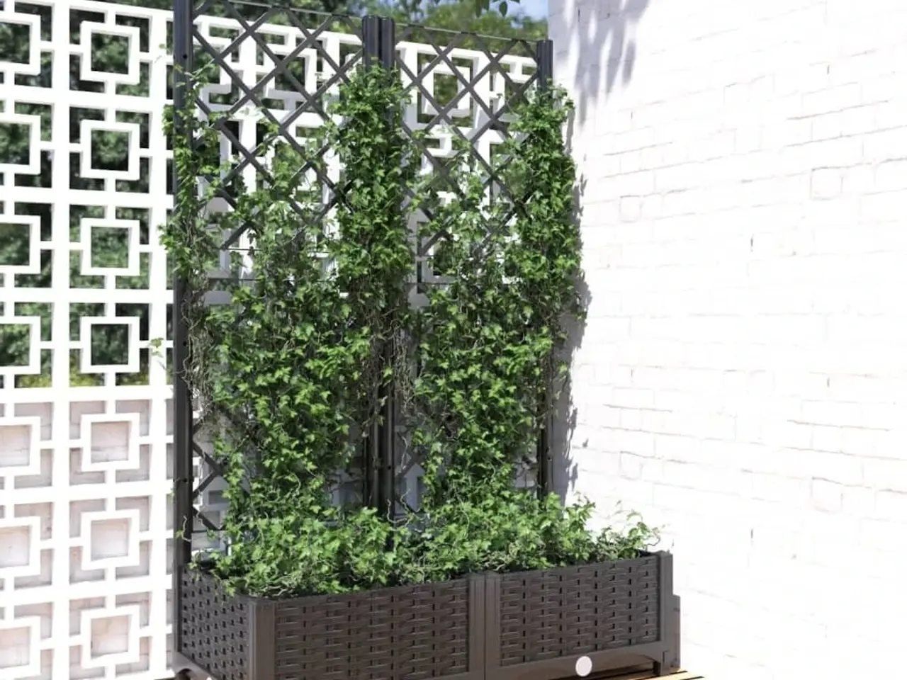 Billede 1 - Haveplantekasse med espalier sort 80x40x121,5 cm PP