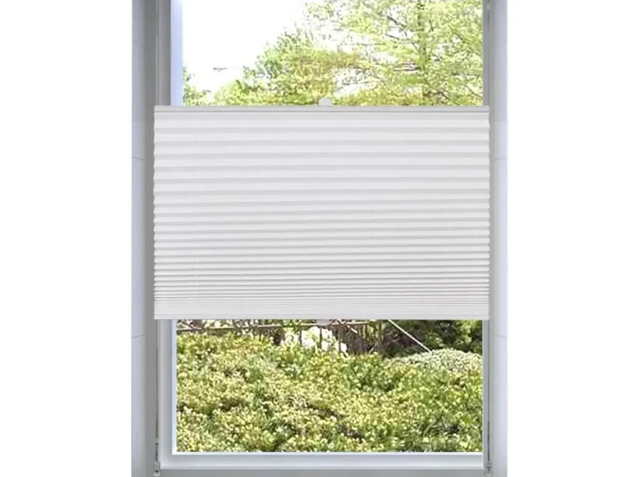 Billede 1 - Plisségardin 80 × 200 cm - hvid, justerbar uden boring