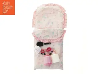 Dukke tilbehør sæt med lyserød sovepose (str. 61x26,5 cm)