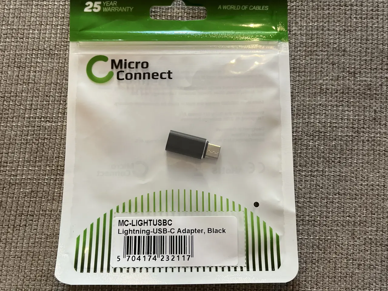 Billede 1 - MicroConnect Lightning til USB-C adapter, sort