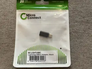 MicroConnect Lightning til USB-C adapter, sort