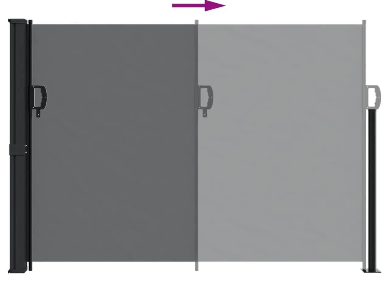 Billede 5 - Sammenrullelig sidemarkise 140 × 600 cm - sort