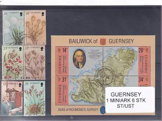 Guernsey - 1 Miniark - 6 Stk. Stemplet/ustemplet